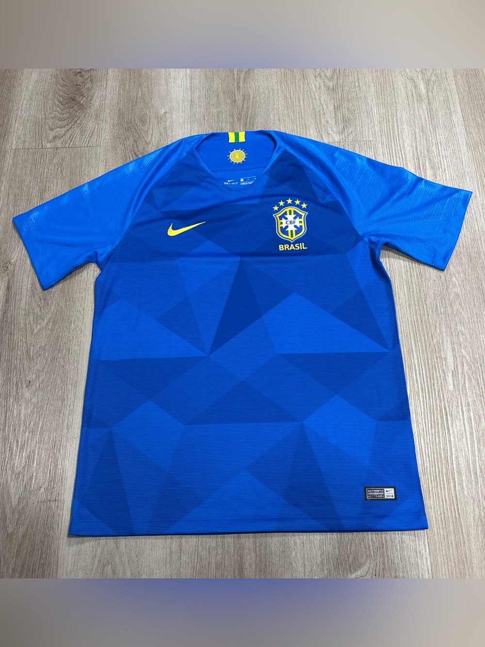 Nike Brazil 2018 Away Jersey Blue CBF Dri-Fit Soccer Shirt Men Size M